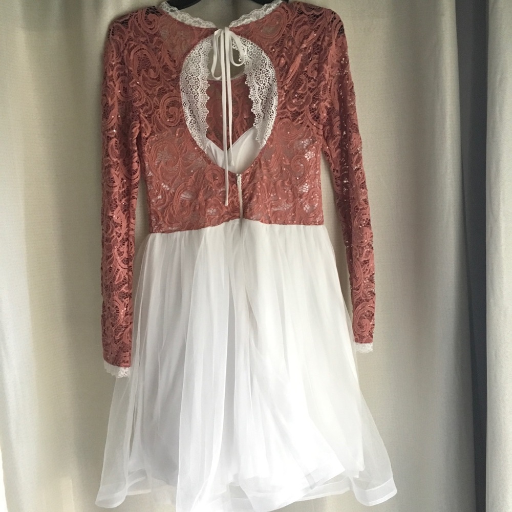 My Michelle Coral Lace Sequin Tulle Skirt Dress - Picture 9 of 10